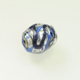 Large Aventurina Swirl Nugget Blue w/ Blue Aventurina, White Gold, Size approx. 15x24mm