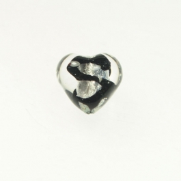 Baby Heart w/ Swirl Crystal w/ Black Swirl, Silver, Size 14mm