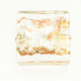 Small Luna Square Crystal/White & Yellow Gold, Aventurina, Size 15mm