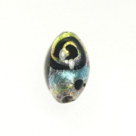 Peacock Oval Multicolored, White Gold, Size 25mm