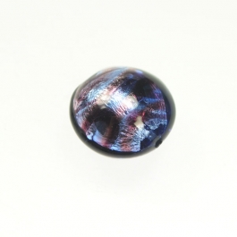 Tigrato Disc Amethyst/Bluino, Silver Foil, Size 18mm