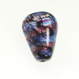 Tigrato Teardrop Amethyst/Bluino, Silver Foil, Size 32mm