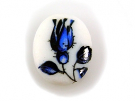 18x13mm Blue Rose Decal Porcelain Painting Cameo