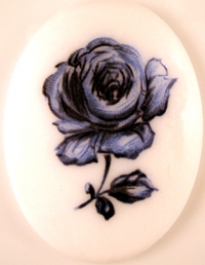 40x30mm Blue Rose Decal Porcelain Painting Cameo