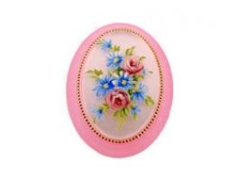 40x30mm Oval Fashion Cameo- Flower Bouquet on Pink