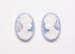 14x10mm Oval Fashion Cameo Lady in Blue - Pack of 4