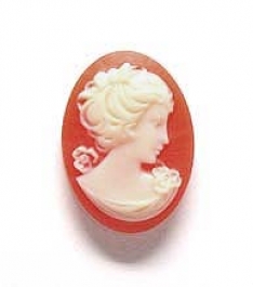 40x30mm Danielle Ivory on Carnelian Cameo - Pack of 1