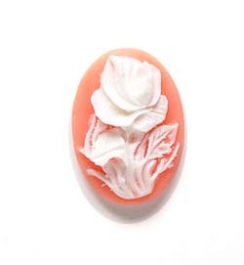 25x18mm Oval Fashion Cameo Peach Rose - Pack of 2