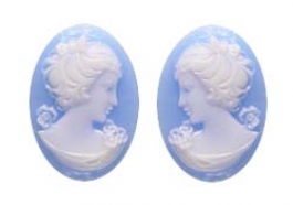 18x13mm Oval Fashion Blue Cameo Danielle - Pack of 4
