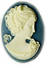 40x30mm Oval Fashion Cameo Danielle Blue