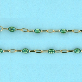 1.6mm x 3.7mm 14/20 Gold Filled Chain Long alternated cable 3 plane 1 ENAMELTRASPARENT ACQUA MARINE - 10FT