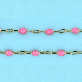 1.6mm x 3.7mm 14/20 Gold Filled Chain Long alternated cable 3 plane 1 ENAMEL PINK - 10FT