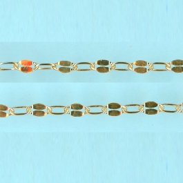 3.25mm x 5.4mm 14/20 Gold Filled Chain Long alternated cable 1 plane 1 hammered links - 10FT