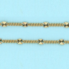 1.8mm x 2.45mm x 1.15-3.12mm x 5.5mm 14/20 Gold Filled Chain Figaro 5 short links 1 long STARBURST - 10FT