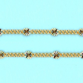 2.05mm x 3mm x 1.34-3.45mm x 7mm 14/20 Gold Filled Chain Figaro 5 short links 1 long STARBURST link - 10FT