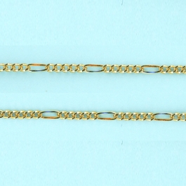 1.8mm x 2.55mm x 1.15-2mm x 5mm 14/20 Gold Filled Chain FLAT Figaro 5 short links 1 long link - 10FT