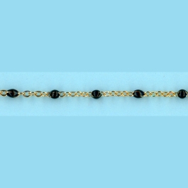 1.66mm X 2mm Flat Cable -Enamel Black- 6 mm Space Between Enamel Beads - 14/20 Gold Filled Chain 10FT