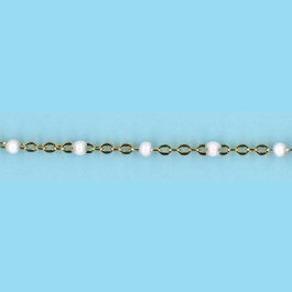 1.66mm X 2mm Flat Cable -Enamel White- 6 mm Space Between Enamel Beads - 14/20 Gold Filled Chain 10FT