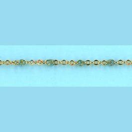 1.66mm X 2mm Flat Cable -Enamel Light Blue Opal- 6 mm Space Between Enamel Beads  - 14/20 Gold Filled Chain 10FT