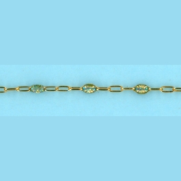 1.6mm X 3.7mm Long Alternating Cable 3 Plain Links and 1 Enamel Link Light Blue Opal - 14/20 Gold Filled Chain 10FT