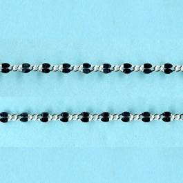 1.4mm x 1.9mm x 0.9-2.3mm x 4mm Sterling Silver Chain Figaro 1 short links 1 long link hammered in the center - 10FT