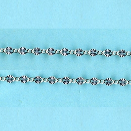 1.4mm x 1.9mm x 0.9-2.3mm x 4mm Sterling Silver Chain Figaro 1 short links 1 long Starburst link  - 10FT