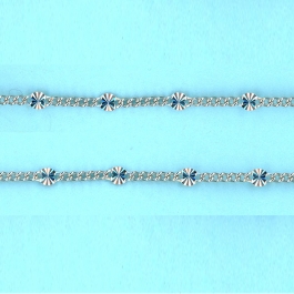 1.4mm x 1.9mm x 0.9-2.3mm x 4mm Sterling Silver Chain Figaro 5 short links 1 long  Starburst link - 10FT