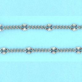 1.77mm x 2.65mm x 1-3.1mm x 5.4mm Sterling Silver Chain Figaro 5 short links 1 long  Starburst link - 10FT