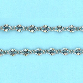 2.1mm x 3mm x 1.15-3.45mm x 5.8mm Sterling Silver Chain Figaro 1 short links 1 long  Starburst link - 10FT