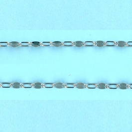 2.45mm x 4.15-1.6mm x 3.5mm Sterling Silver Chain Long alternated cable 1 plane 1 hammered links - 10FT