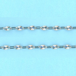 2.45mm x 4.15-1.6mm x 3.5mm Sterling Silver Chain Long alternated cable 1 plane 1 SUN hammered links - 10FT