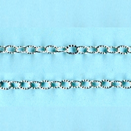 3mm x 4mm x 0.4mm Sterling Silver Chain Oval cable star hammered - 10FT