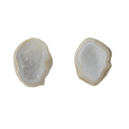 25X19mm 1/2 Agate Nodule W/Druzy Pair