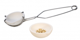 Whip, Wire Handled Instrument for Pouring, Small with 2 Crucibles