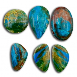 Peruvian Blue Opal Cabochon Assortment Freeform - Pack of 6