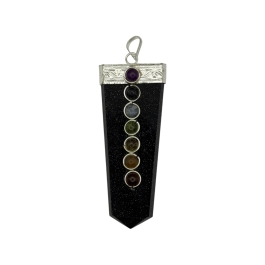 Blue Goldstone 7 Chakra Bridge Pendant