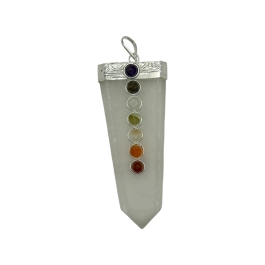Selenite 7 Chakra Bridge Pendant