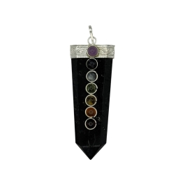 Black Obsidian 7 Chakra Bridge Pendant