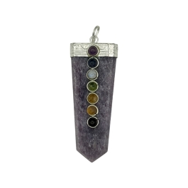 Lepidolite 7 Chakra Bridge Pendant