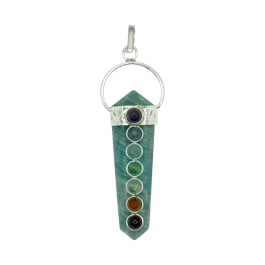 Amazonite Double Terminated Bridge With 7 Chakra Bead Pendant