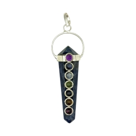 Sodalite Double Terminated Bridge With 7 Chakra Bead Pendant