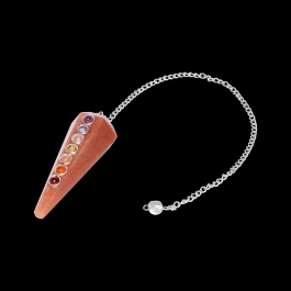 Orange Aventurine 7 Chakra Bead Pendulum