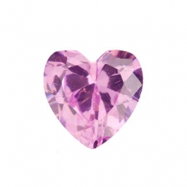 8X8mm Heart Pink Rose CZ - Pack of 1