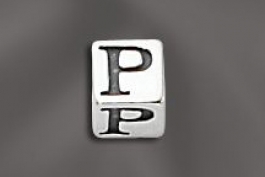 Pewter Alphabet Cubes 5.5MM W/4MM Hole - PW J 5.5MM Cube W/4MM Hole