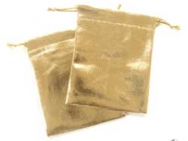 3 1/2 X 2 3/4 Metallic Gold Drawstring Pouch - Pack of 2