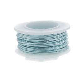 20 Gauge Round Silver Plated Baby Blue Copper Craft Wire - 25 ft