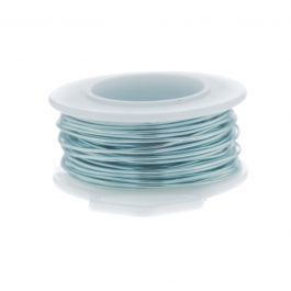 24 Gauge Round Silver Plated Baby Blue Copper Craft Wire - 60 ft