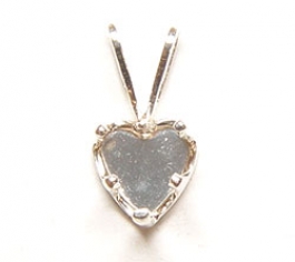 8x8mm Sterling Silver Heart Pendant Snapset for Faceted Gemstone - Pack of 1