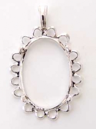 25x18mm Oval Sterling Silver Fancy Open Lace Setting for Cabochon/Cameo - Pack of 1