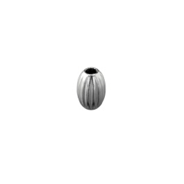 Sterling Silver Bead Corrugated Oval 3x4.75mm - Pack of 6